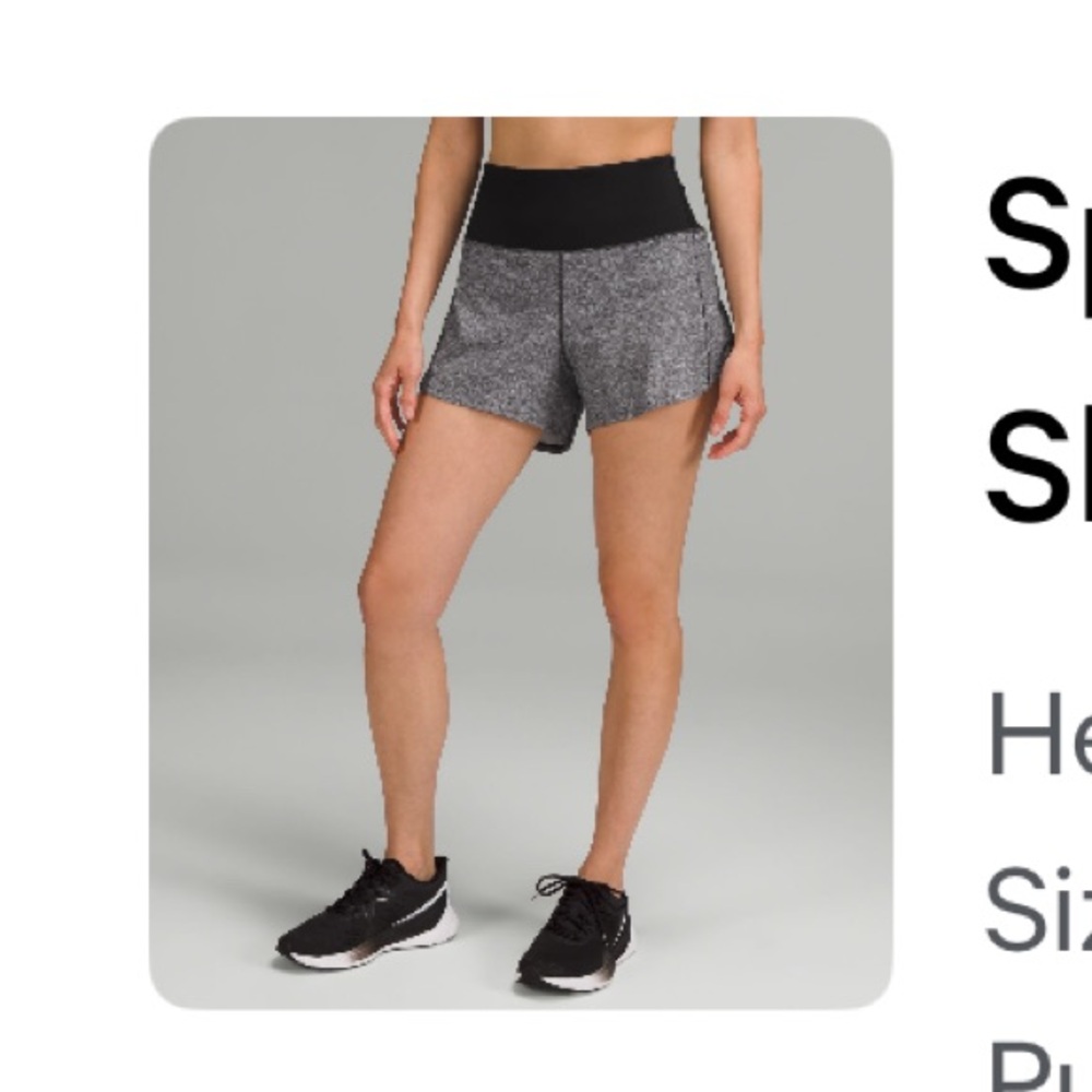 lululemon athletica “Speed Up” High Rise 4” Heather Gray and Black Shorts